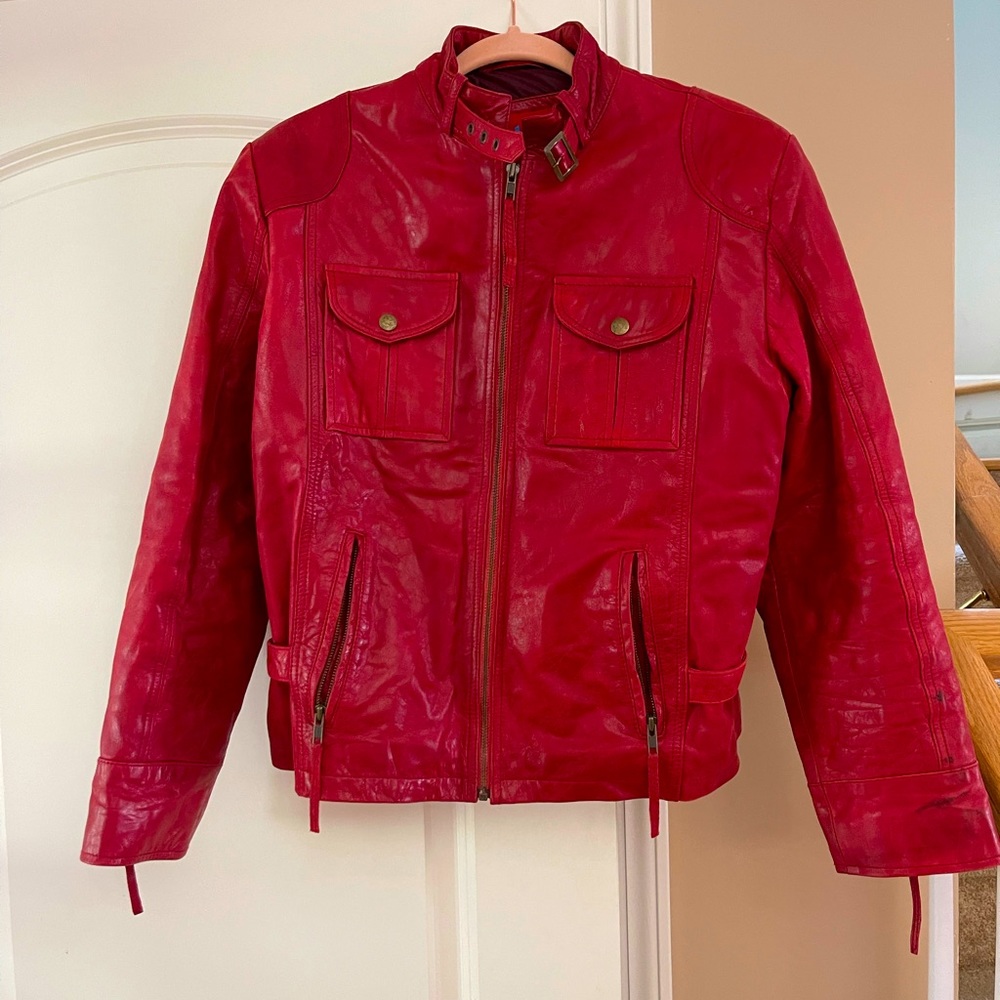 Transmitter Red Moto Leather Jacket